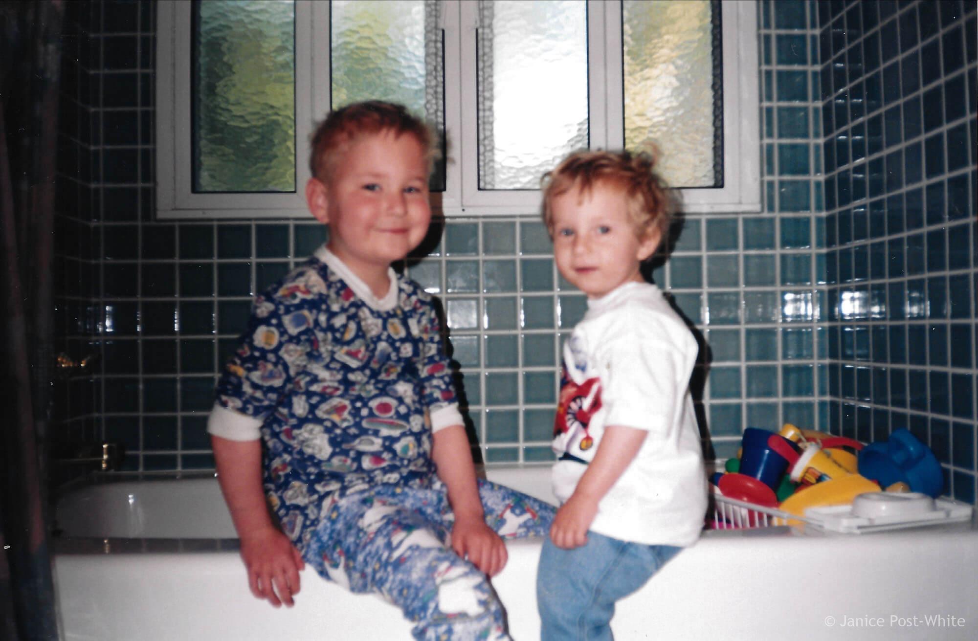 Fig 7. Ch. 13 - Who Is This Child. Brennan (5) and Tyler (2) during delayed intensification #1, summer of 1997.
